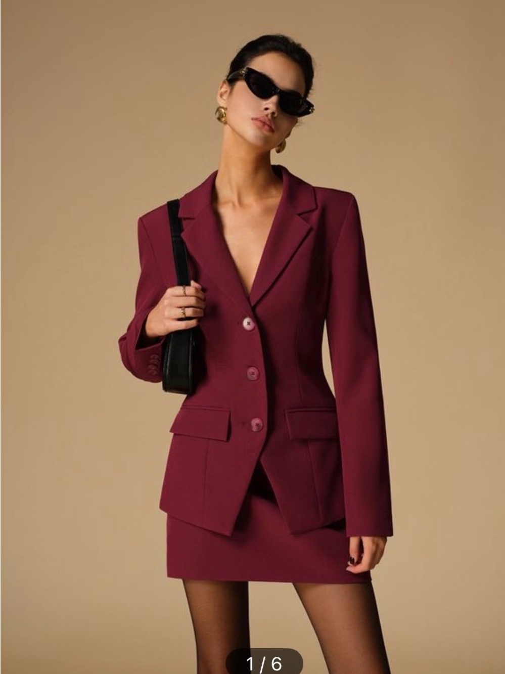 Commense Tailored Blazer Jacket in Burgundy